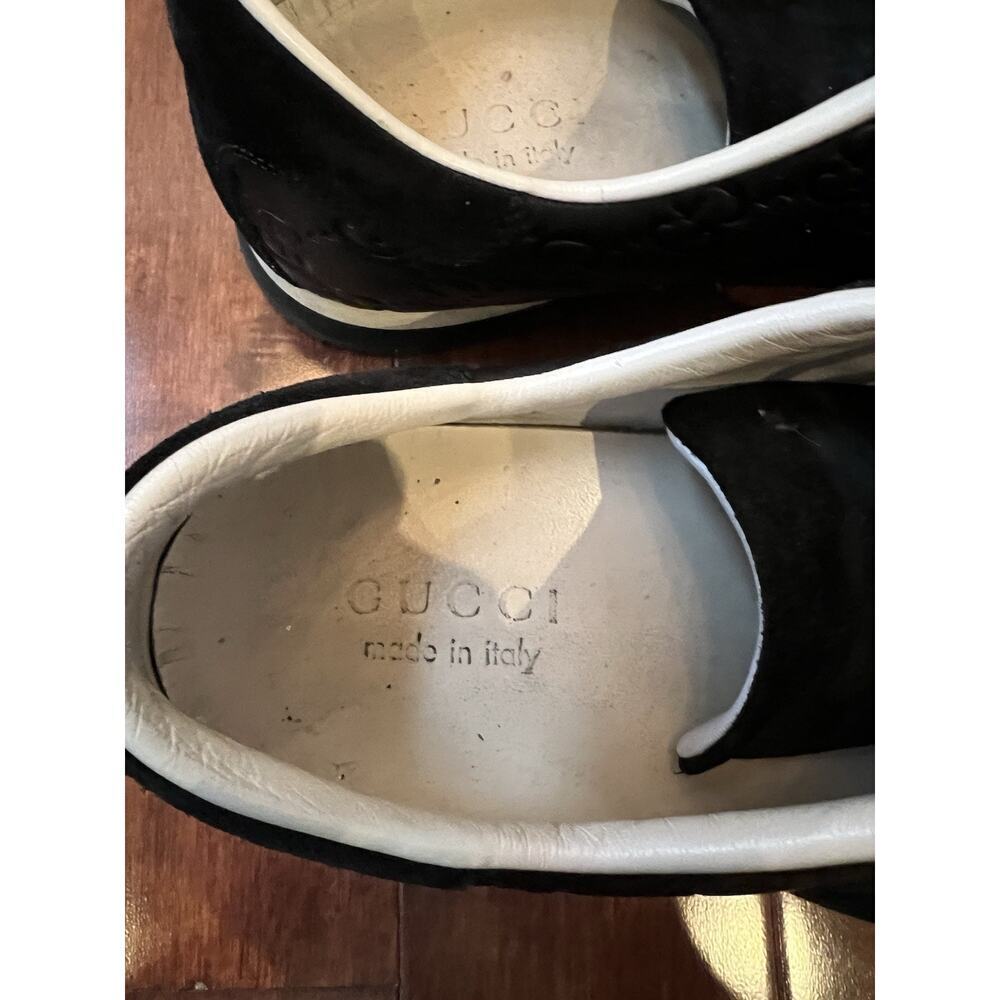 Gucci Guccissi Mens Size 8.5‎ Leather Low Top GG Stripe Made in Italy Sneakers - Picture 5 of 13